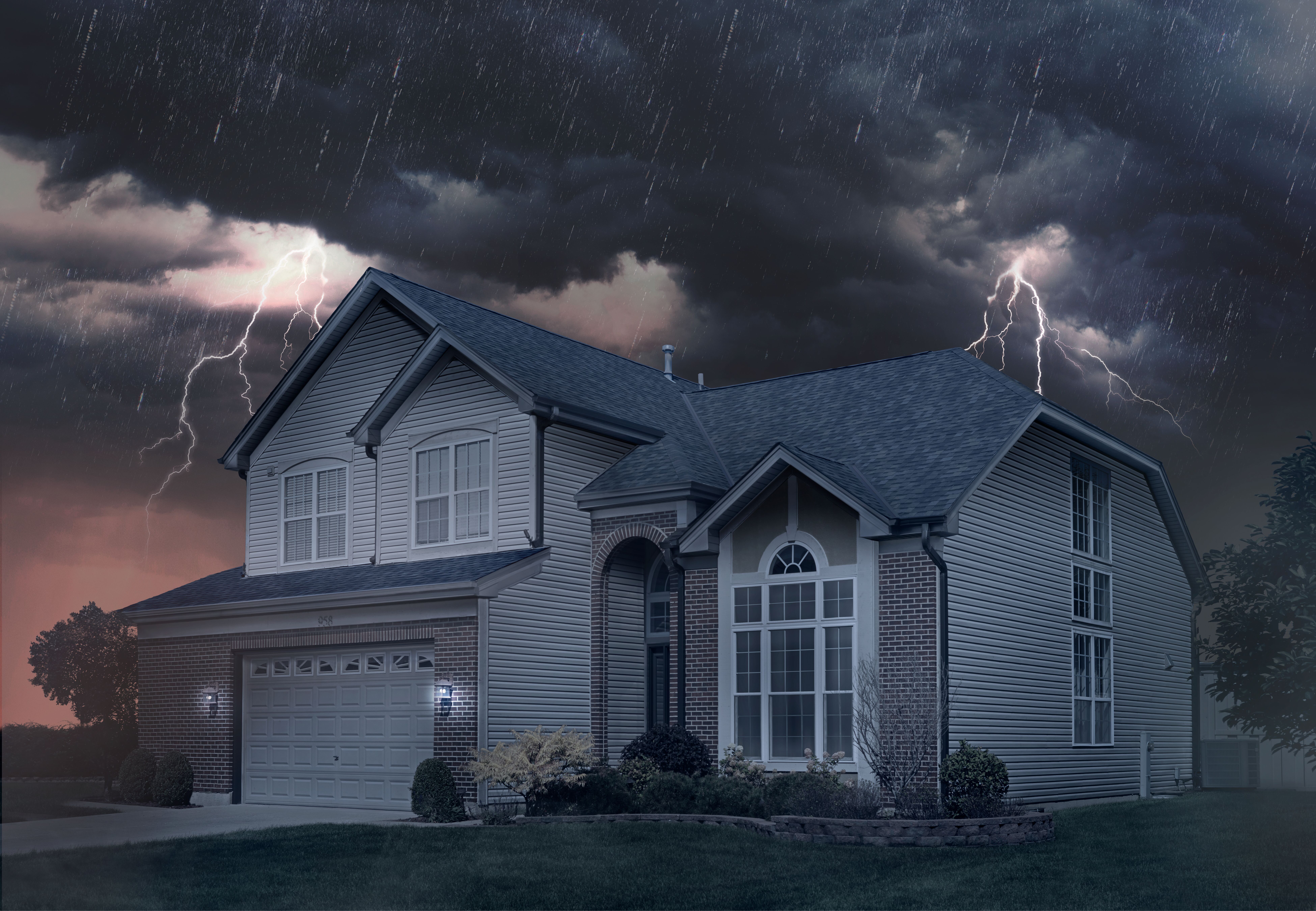 Home in thunderstorm