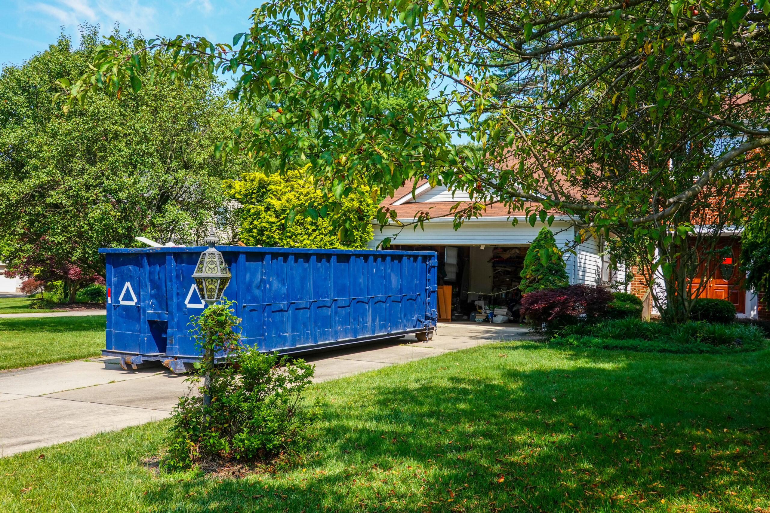 Dumpster in home driveway