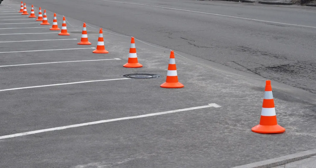 parking lot spots being blocked