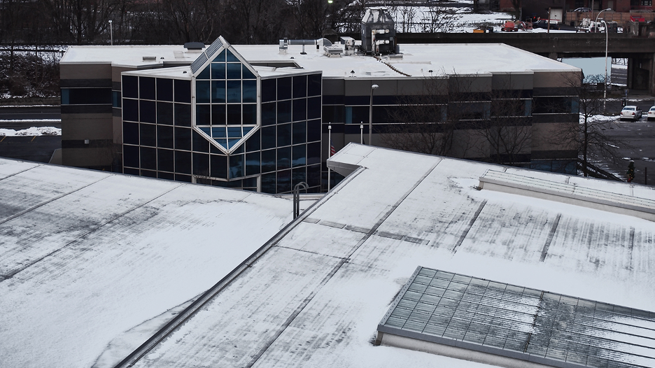 commercial roof during winter