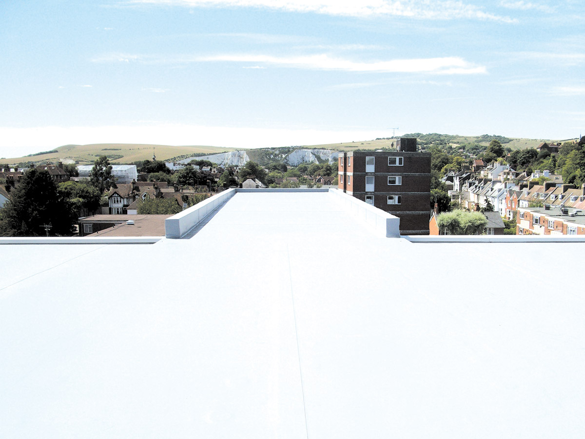 iko single-ply install roof view