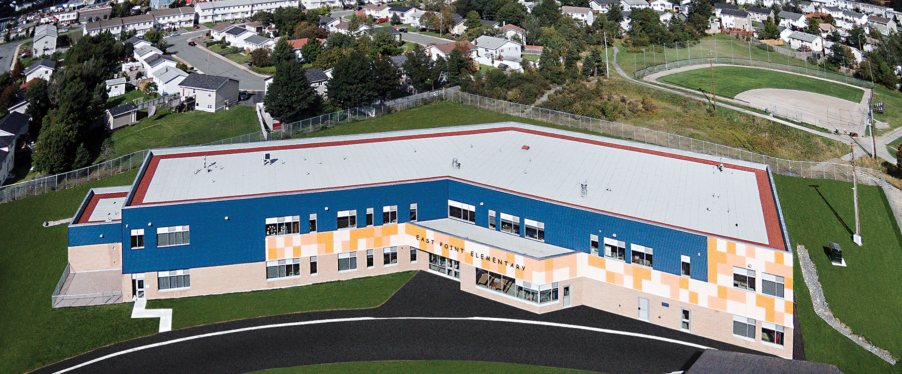 aerial view of school roof