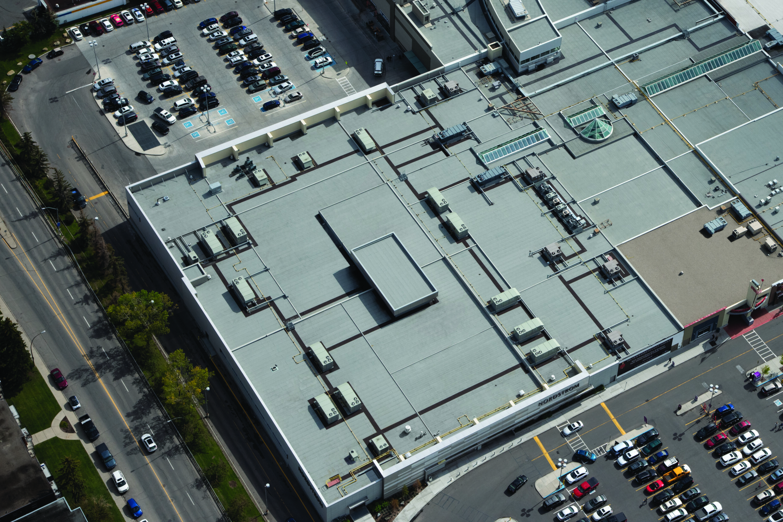 aerial view of mall roof