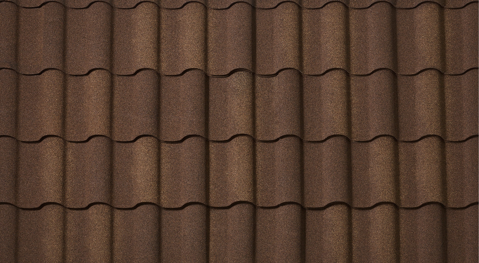 DECRA Spanish-Style Barrel Tile Bronzed Oak stone-coated steel swatch with textured curved barrel tile profile