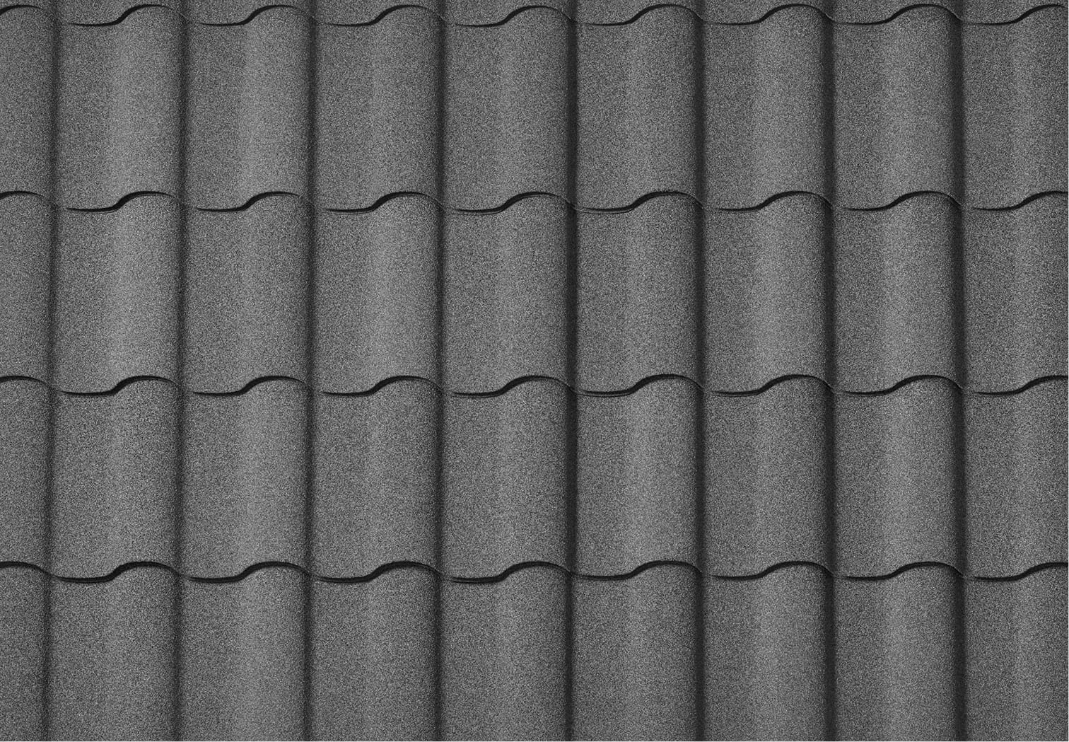 DECRA Spanish-Style Barrel Tile Cathedral Stone stone-coated steel roofing swatch showing textured gray barrel tile profile