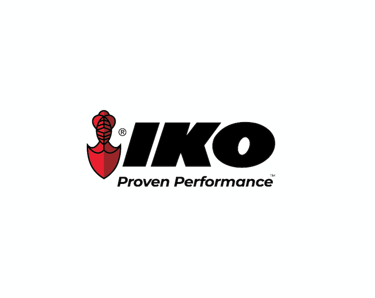 IKO Proven Performance black and red company logo on white background for DECRA metal roofing brand image