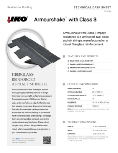 IKO ArmourshakeTM with Class 3 | Technical Data Sheet - Class 3