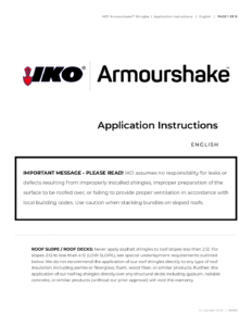 IKO ArmourshakeTM | Application Instructions
