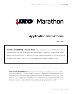 IKO MarathonTM | Application Instructions