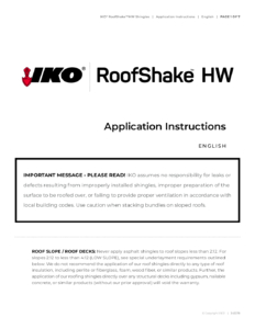 IKO® RoofShakeTM HW | Application Instructions