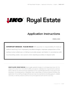 IKO Royal EstateTM | Application Instructions