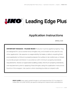 IKO Leading Edge PlusTM | Application Instructions
