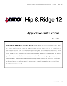 IKO Hip & Ridge 12TM and Hip & Ridge Class 4 | Application Instructions