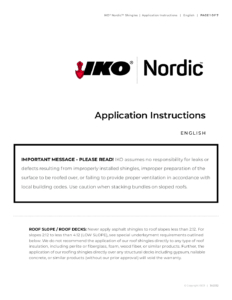 IKO NordicTM | Application Instructions