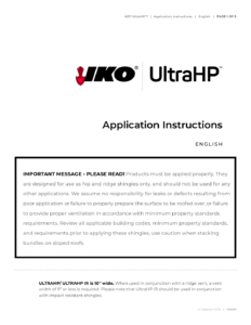 IKO UltraHP® | Application Instructions