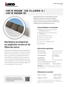 IKO Hip & Ridge 12MC/IKO Hip & Ridge classe 4MC | Fiche technique