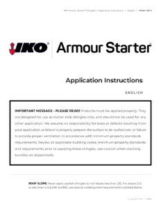 IKO® Armour StarterTM | Application Instructions