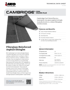 IKO Cambridge® Cool ColorsTM | Technical Data Sheet