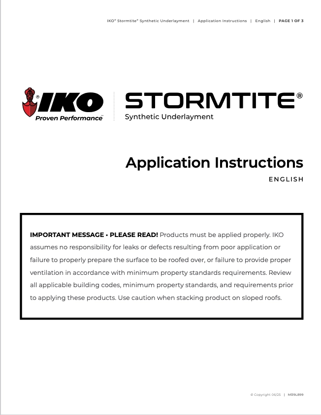 Stormtite Application Instructions