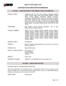 1201/1202  IKO SBS Modified Bitumen Roofing Membrane  | Safety Data Sheet - Brampton