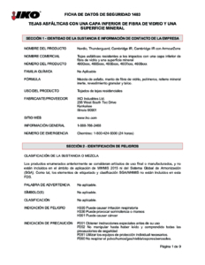 1483 IKO Minerales de fibra de vidrio de superficie base para tejas IR de asfalto | Hojas de datos de seguridad - Kankakee