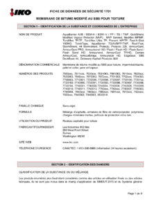 1701 IKO SBS Modified Bitumen Roofing Membrane | Fiche de Données de Sécurité - Sumas
