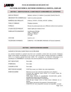 1911 IKOTHERM, IKOTHERM III, IKOTHERM COVERSHIELD, ENERFOIL & ENER-AIR | Fiche de Données de Sécurité - High River