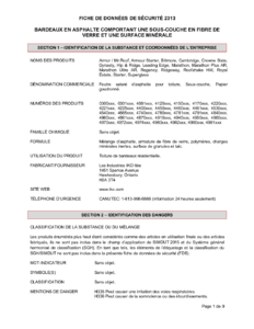 2313 IKO Mineral Surface Fiberglass Base Asphalt Shingles | Fiche de Données de Sécurité - Hawkesbury
