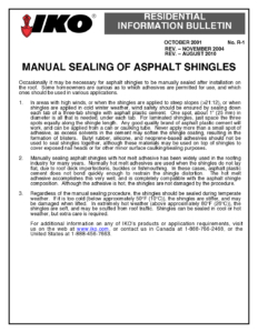 TBR01 Manual Sealing Of Shingles | Product Bulletin