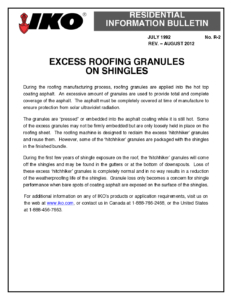 TBR02 Excess Roofing Granules on Shingles | Product Bulletin