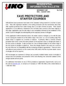 TBR20 Eave Protectors and Starter Courses | Product Bulletin