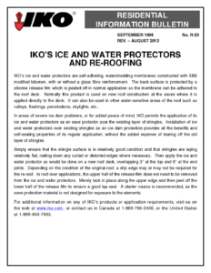 TBR23 IKO's Ice & Water Protectors and Re-Roofing | Product Bulletin