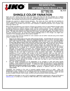 TBR31 Shingle Colour Variation | Product Bulletin