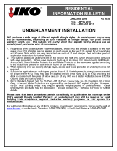 TBR32 Underlayment Installation | Product Bulletin