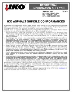 TBR34 IKO Asphalt Shingle Conformances | Product Bulletin