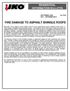 TBR48 Fire Damage to Shingle Roofs | Product Bulletin