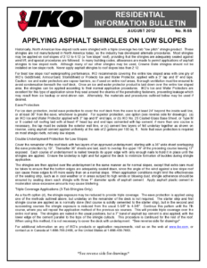 TBR55 Applying Asphalt Shingles in Low Slopes | Product Bulletin