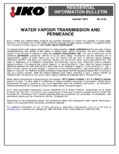TBR56 Water Vapor Transmission & Permeance | Product Bulletin
