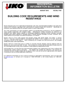 TBR63 Building Code Requirements and Wind Resistance | Product Bulletin