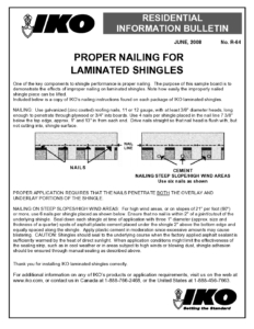 TBR64 Proper Nailing for Laminated Shingles | Product Bulletin