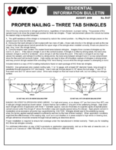 TBR67 Proper Nailing Three-Tab Shingles | Product Bulletin
