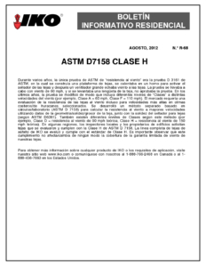 TBR68 ASTM D7158 Clase H | Boletín de producto