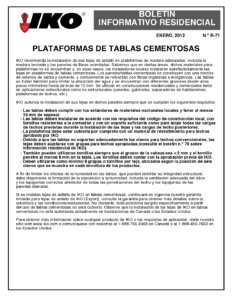TBR71 Plataformas de Techo Cementadas | Boletín de producto