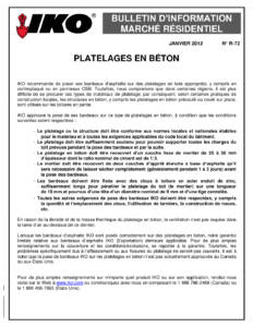 TBR72 Platelages en beton | Bulletin de produit