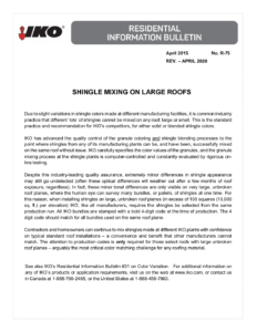 TBR75 Shingle Mixing on Large Roofs | Product Bulletin