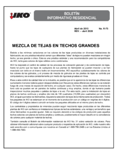 TBR75 Mezcla de tejas en techos grandes | Boletín de Producto