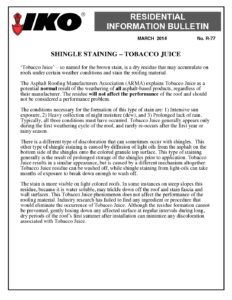TBR77 Tobacco Juice | Product Bulletin