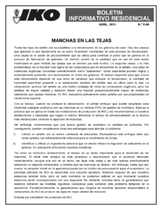 TBR80 Manchas en las tejas | Boletín de producto