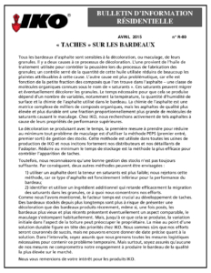 TBR80 Taches sur les bardeaux | Bulletin de produit