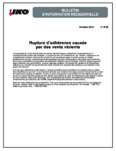 TBR82 Rupture d'adherence causée par des vents violents | Bulletin de produit